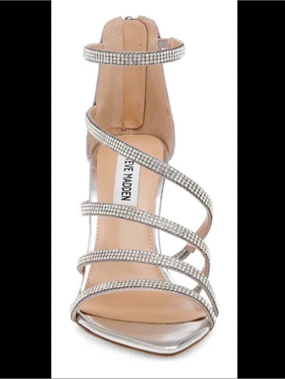 Steve Madden Silver Rhinestone Strappy Heel Sandal